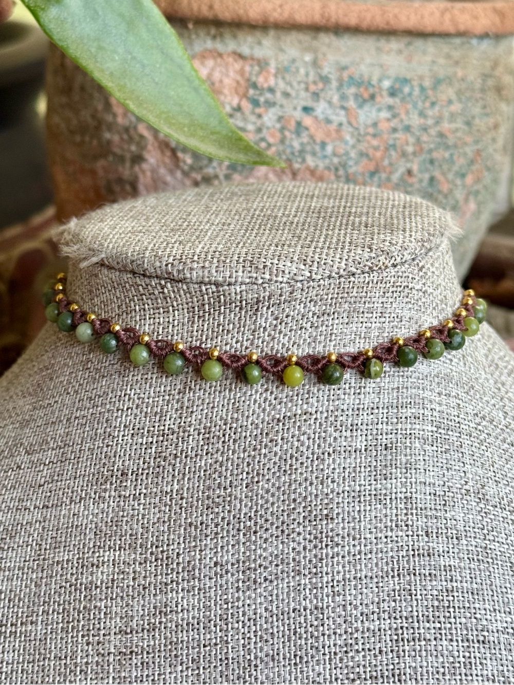 Boho Jade Micro Macrame Choker
